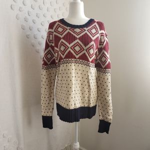 Winter Jaquard Red Blue and Cream Sweater